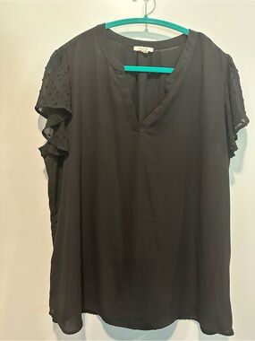 Maurices Black V-Neck Ruffle Sleeve Blouse